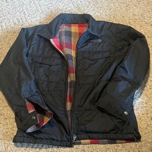 The North Face REVERSIBLE Black Jacket with FLANNEL  Plaid Lining